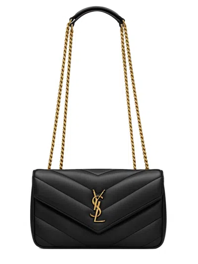 Saint Laurent Loulou Small Leather Bag In Black