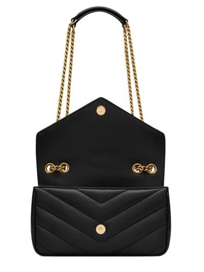 Saint Laurent Loulou Small Leather Bag In Black