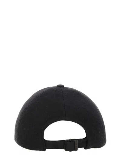 Saint Laurent Wool Baseball Cap In Black