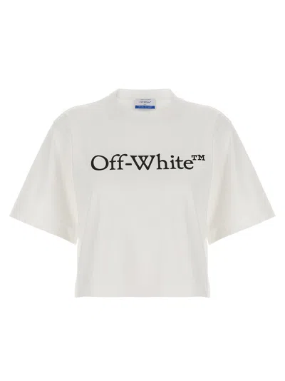 Off-white Off White Big Logo Bookish Cropped T Shirt In White