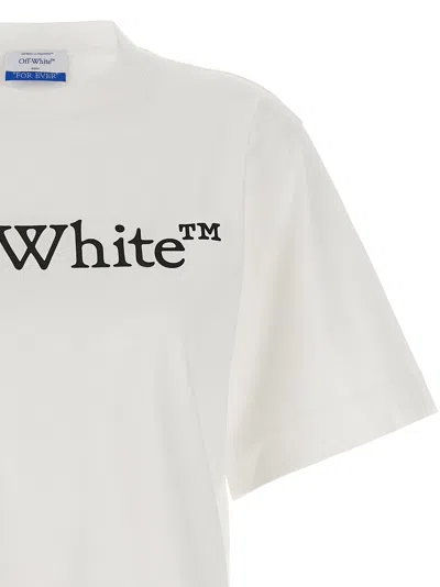 Off-white Off White Big Logo Bookish Cropped T Shirt In White