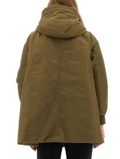 Aspesi Long Hooded Padded Coat Pockets In Green