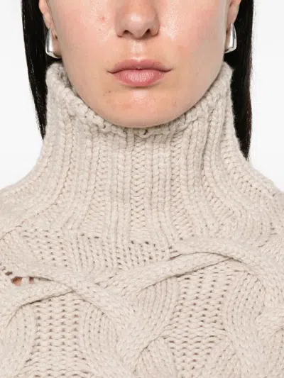 Brunello Cucinelli Cable-knit Cashmere Turtleneck Sweater In Neutral