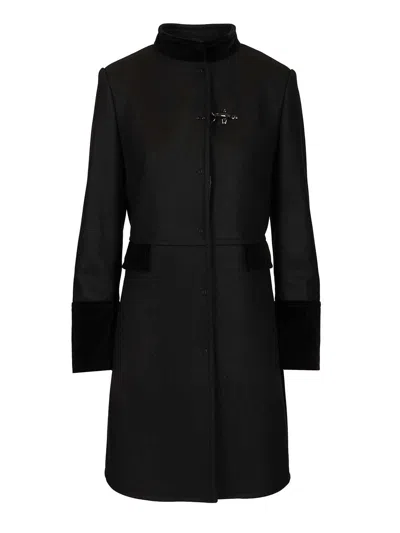 Fay Cappotto Monopetto Con Un Gancio Coats Black In Black