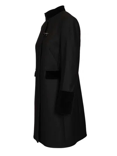 Fay Cappotto Monopetto Con Un Gancio Coats Black In Black