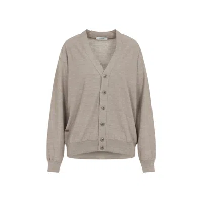 Lemaire Relaxed Twisted Knit Cardigan In Gray