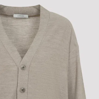 Lemaire Relaxed Twisted Knit Cardigan In Gray