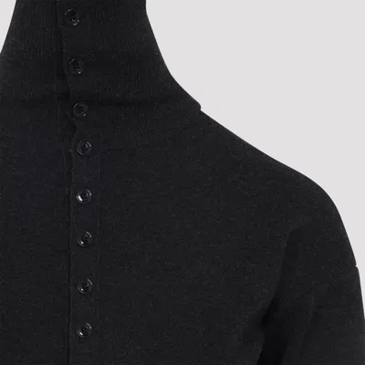 Lemaire High Neck Long Sleeve Button Cardigan In Black