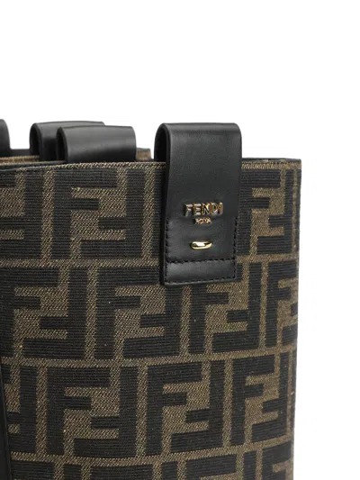 Fendi Tall Boots With Signature Monogram Pattern And Branded Detailing In Brown