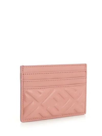 Fendi Ff Motif Nappa Leather Uette Cardholder Accessories In Pink