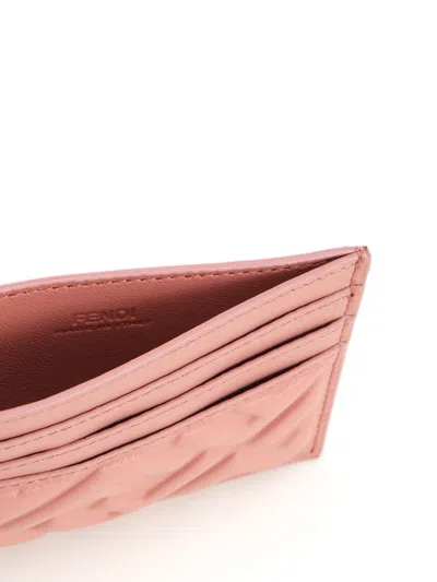 Fendi Ff Motif Nappa Leather Uette Cardholder Accessories In Pink