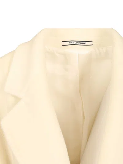 Tagliatore Charlize Wool Long Coat Coats White In White
