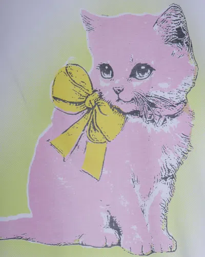 Ganni Neon Kitty Bright White T-shirt In White