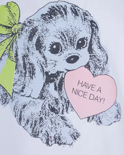 Ganni Women Puppy Print And Logo T-shirt In White