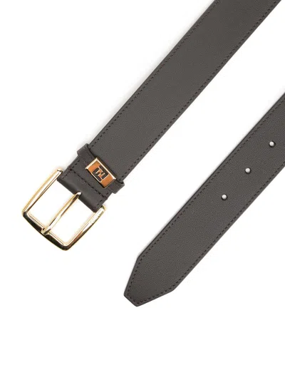 Fendi Classic Leather Belt Belts Brown In Black