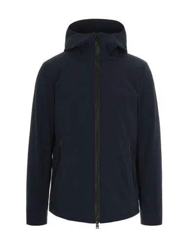 Woolrich Giubbino Soft Shell Pacific Blu In Black