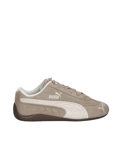 Puma Speedcat Elevated Beige Sneakers With Logo Print On The Side And Logo Lettering On The Side In Suede In Brown