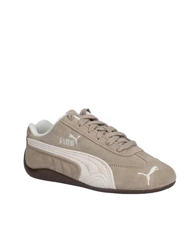 Puma Speedcat Elevated Beige Sneakers With Logo Print On The Side And Logo Lettering On The Side In Suede In Brown