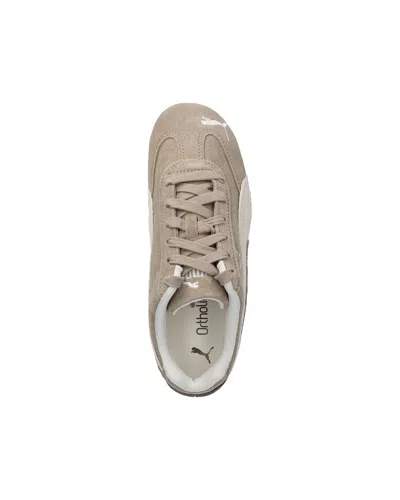 Puma Speedcat Elevated Beige Sneakers With Logo Print On The Side And Logo Lettering On The Side In Suede In Brown