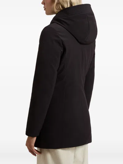 Woolrich Hooded Long Sleeve Parka With Side Pockets In Black