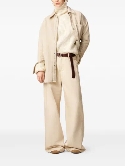 Ami Alexandre Mattiussi White Cotton Corduroy Side Slit Overshirt White