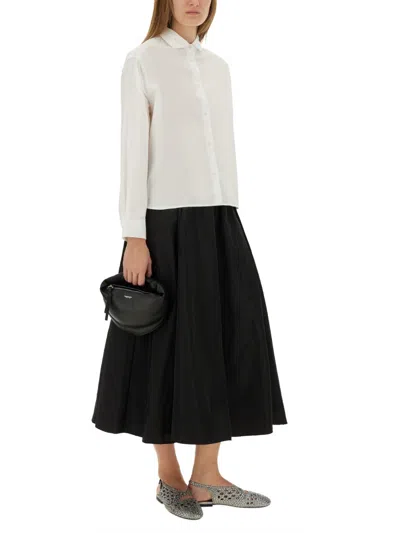 Aspesi Striped Curved Hem Blouse In White
