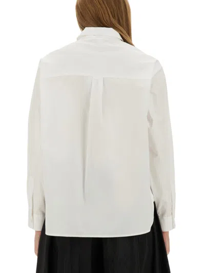 Aspesi Striped Curved Hem Blouse In White