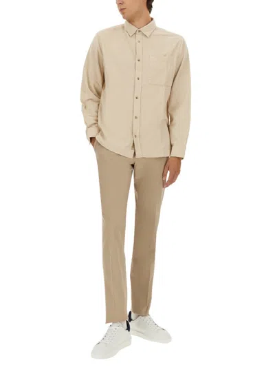 Woolrich Long-sleeve Cotton Casual Shirt With Classic Collar In Neutral