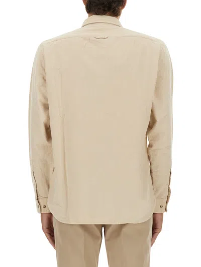 Woolrich Long-sleeve Cotton Casual Shirt With Classic Collar In Neutral