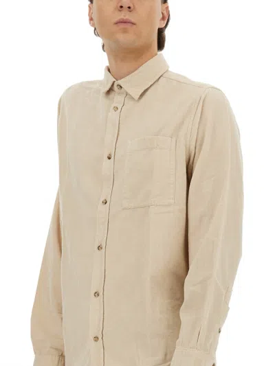 Woolrich Long-sleeve Cotton Casual Shirt With Classic Collar In Neutral
