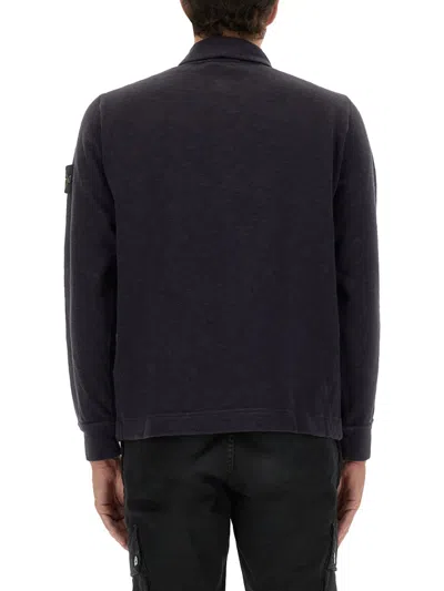 Stone Island Cotton Vanisé Polo Shirt In Black