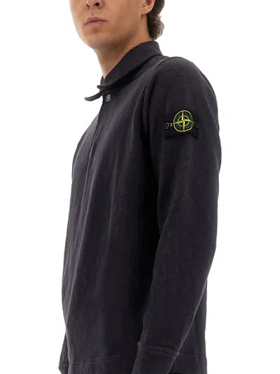 Stone Island Cotton Vanisé Polo Shirt In Black