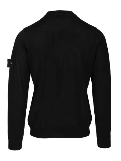 Stone Island Crew Neck Sweater Knitwear Black In Black
