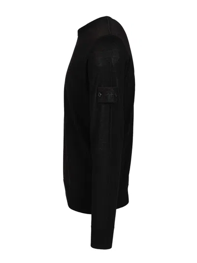 Stone Island Crew Neck Sweater Knitwear Black In Black