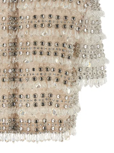 Carolina Herrera Crystal-embellished Short-sleeved Top In Brown