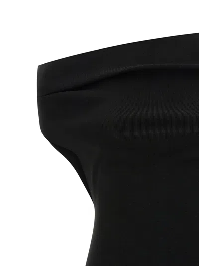 Armarium Off-shoulder Ribbed-knit Midi Dress In Black