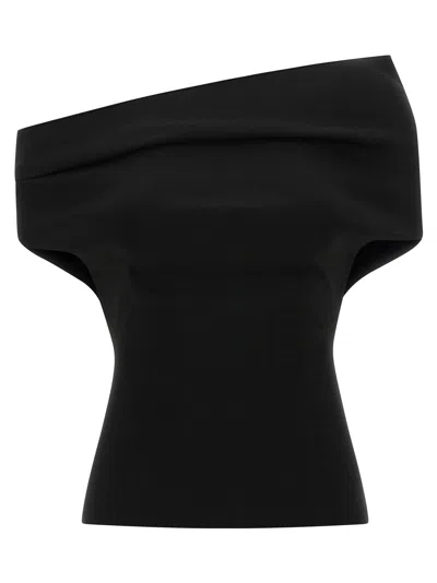 Armarium Debra Asymmetric Stretch-knit Top In Black