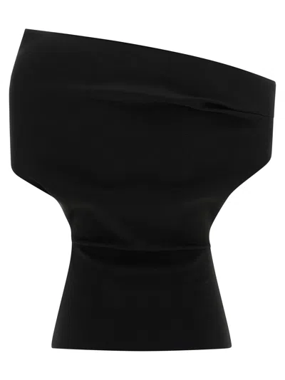 Armarium Debra Asymmetric Stretch-knit Top In Black