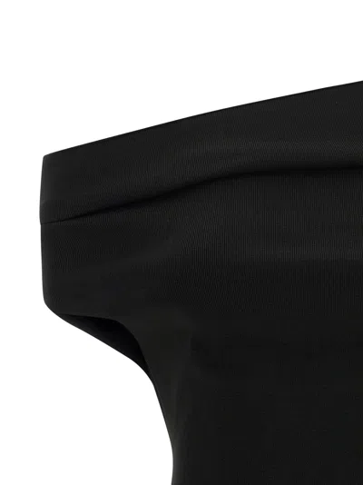 Armarium Debra Asymmetric Stretch-knit Top In Black