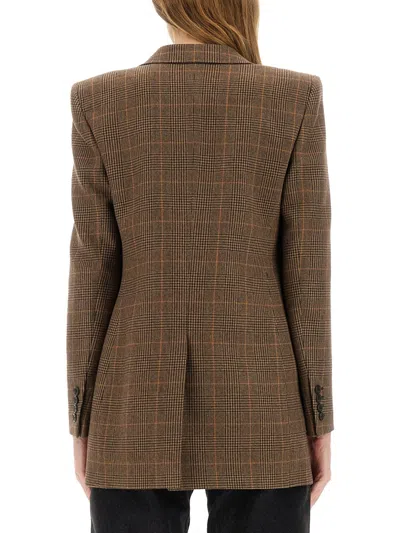 Saint Laurent Wool And Cashmere Jacket In Brown