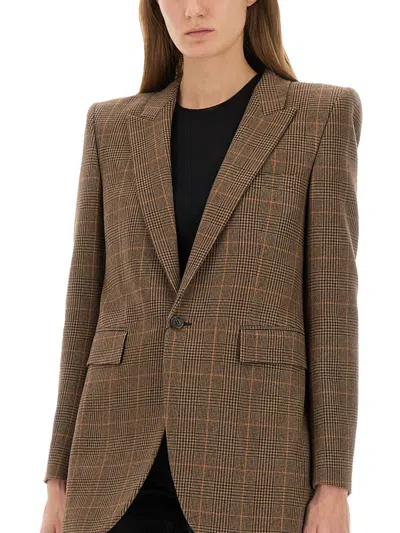 Saint Laurent Wool And Cashmere Jacket In Brown