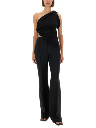 Rick Owens Asymmetric One-shoulder Draped Top In Black