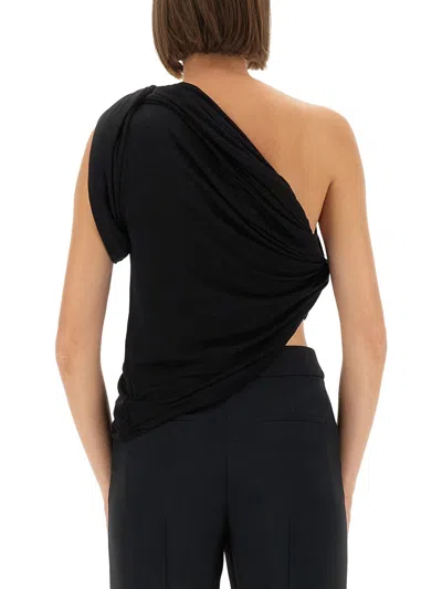 Rick Owens Asymmetric One-shoulder Draped Top In Black