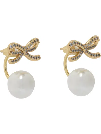 Self-portrait Earrings With Gold Prong And Pearls Jewels Grey In Gold