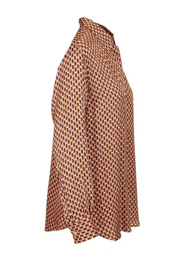 Fendi Micro Dots Long Sleeve Silk Shirt Shirts Multicolor In Brown