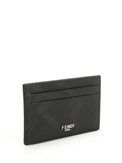 Fendi Flat Card Case Vit.king St.ff Wallets Black