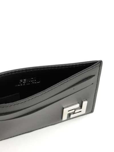 Fendi Flat Card Case Vit.king Wallets Black