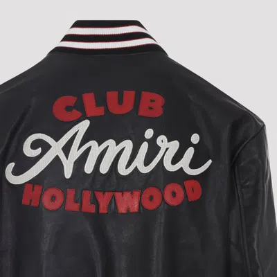 Amiri Leather Jacket With Elasticized Collar And Cuffs In Black