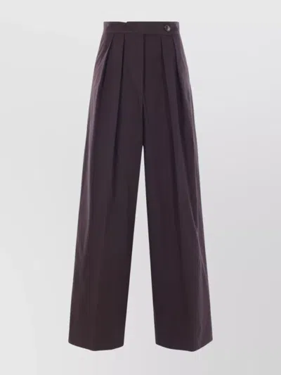 Dries Van Noten Wide Leg Trousers Pleated Design Button Detail In Brown