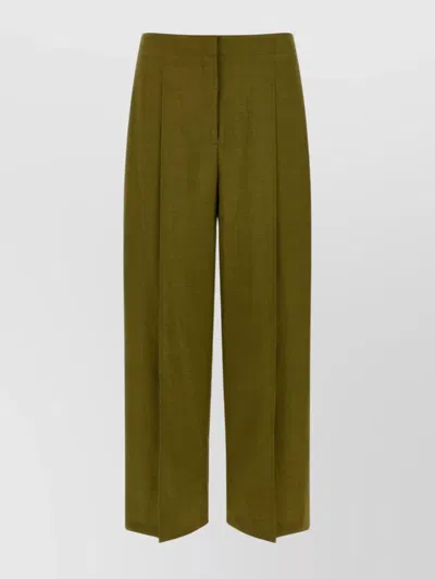 Theory Tailored Pleated Trousers And Pockets In Green